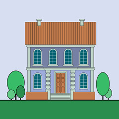 Beautiful Colorful house. Flat style Vector illustration.