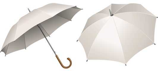 Set of vector white umbrellas
