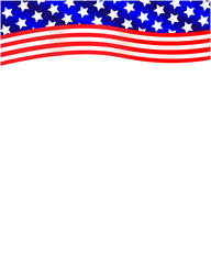 American flag ribbon decoration frame with blank space for your text.