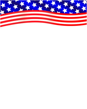 American flag ribbon decoration frame with blank space for your text.