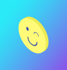 Emoji Winking Blinking Sign Isolated Icon Vector