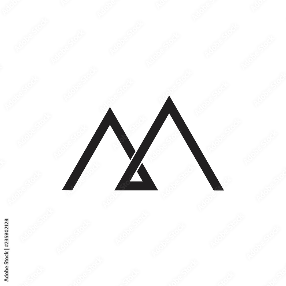 Wall mural letter m mountain linked line logo