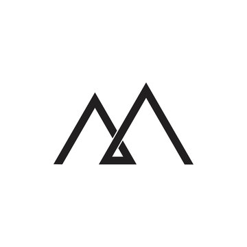 letter m mountain linked line logo 