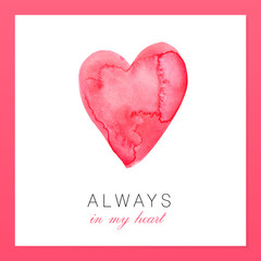 Valentine's card. Watercolor heart illustration.