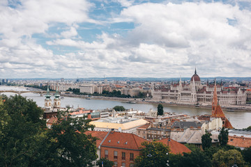 Obraz premium City panorama with Hungarian Parliament, Danube river. Budapest, Hungary