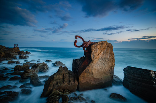 Sculpture "Peine del Viento" in San Sebastian , Donostia, Spain