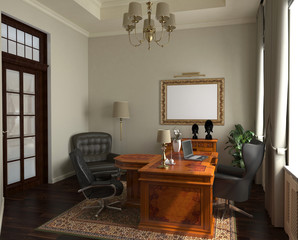 director's office, head office, interior visualization, 3D illustration
