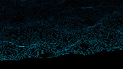 Futuristic point wave.Wave of particles. Abstract background with a dynamic wave. 3D rendering.