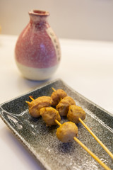 Meatballs on a plate, meatball kebabs, Chinese snacks