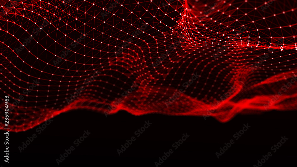 Poster abstract polygonal space. network connection structure. dark background with connecting dots and lin
