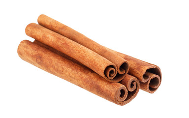 Cinnamon sticks isolated on white background without shadow