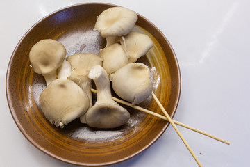 Mushroom on the plate, Chinese snack