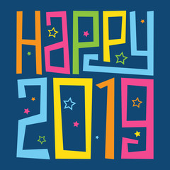 HAPPY 2019 hand lettering card