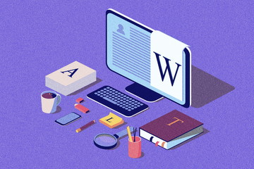 Isometric Concept for Blog, Blogging concept, post, content strategy, social media, chatting. Illustration for web page, social media, documents. Noise texture.