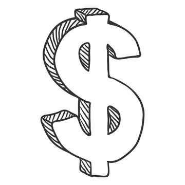 Vector Sketch Currency Symbol. Hand Drawn Dollar Sign