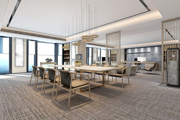 Fototapeta premium 3d render modern working office