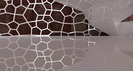 Fototapeta premium Empty abstract room interior of sheets rusted metal. Architectural background. 3D illustration and rendering