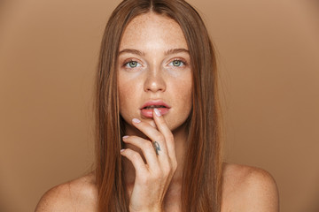 Beauty portrait of a sensual young topless woman