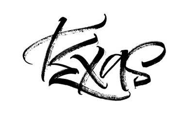 Texas. Modern Calligraphy Hand Lettering for Serigraphy Print