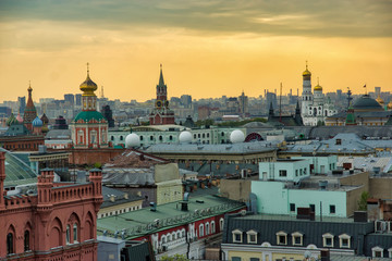 Fototapeta premium Overview of the city from the roof of the Central Children's World, Moscow, Russia