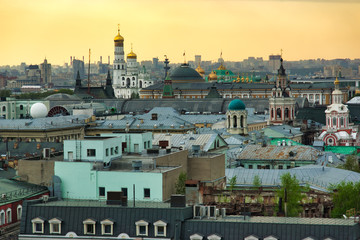 Overview of the city at sunset, Moscow, Russia