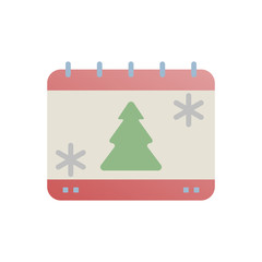 Christmas 25th calendar line icon flat design