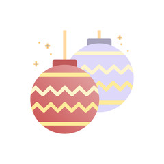 Christmas baubles decoration line icon flat design