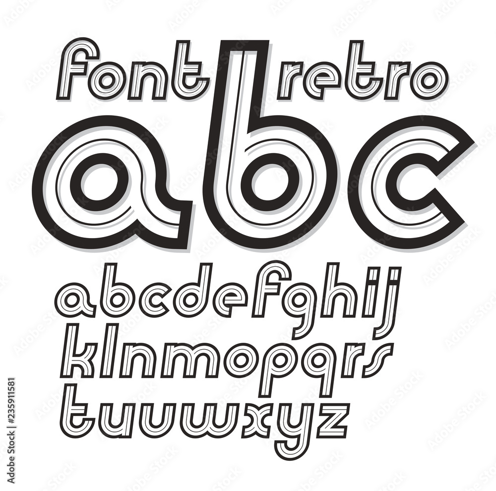 Fototapete set of vector cursive retro lower case english alphabet letter, for use as retro poster design eleme