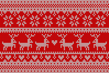white knitted  on red background design for Christmas event.