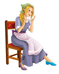 cartoon scene with beautiful princess on white background - illustration for children