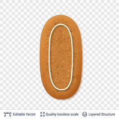 Gingerbread letter I symbol with drop shadow.