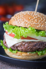 Hamburger with beef meat
