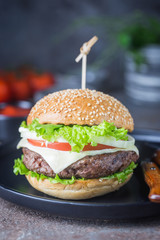 Hamburger with beef meat