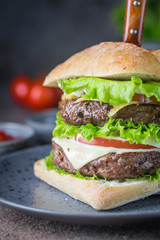 Hamburger with beef meat