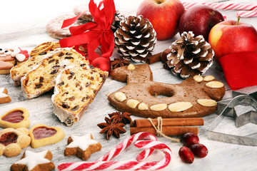 cookies, nuts and apples a christmas bakery concept