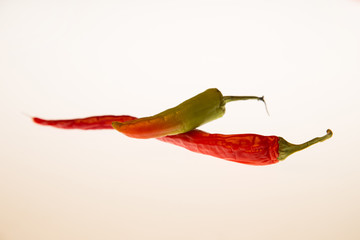 Red pepper on white isolated background. Pattern