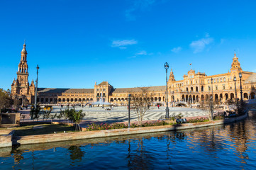 Fototapeta na wymiar Plaza de Espana (Spain Square) in Seville, Andalusia, Spain