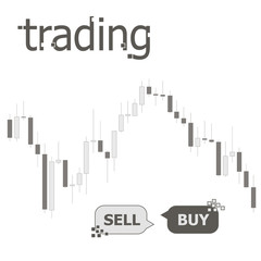 Fototapeta premium Forex chart in gray colors. Signs to buy, sell.
