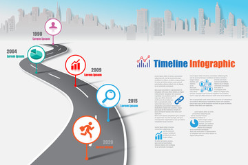 Business road map timeline infographic city designed for abstract background template milestone element modern diagram process technology digital marketing data presentation chart Vector illustration