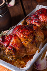 tasty small rolling roasts fully with dried plum and bacon
