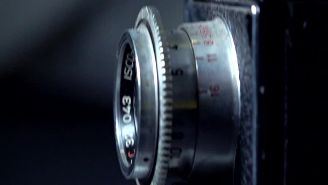 Slow ped shot of a vintage camera