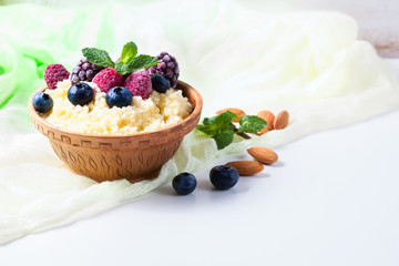 Healthy couscous salad with berries.