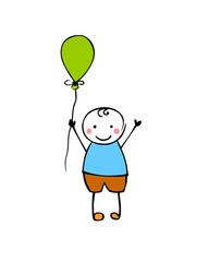 Boy with balloon. Man in the children style