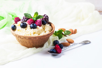 Healthy couscous salad with berries.