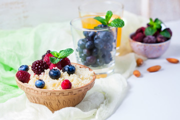 Healthy couscous salad with berries.