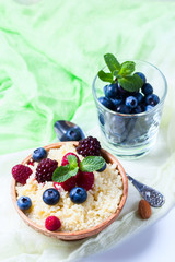 Healthy couscous salad with berries.