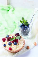 Healthy couscous salad with berries.