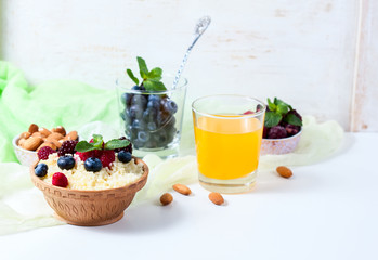 Healthy couscous salad with berries.