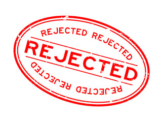 Grunge red rejected word oval rubber seal stamp on white background