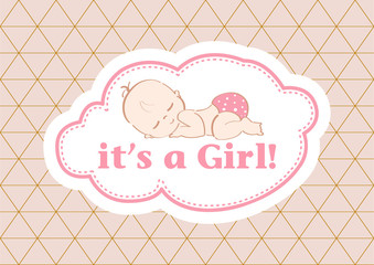 It's a Girl - BABY SHOWER Beautiful card to celebrate the new family member. In a pastel background!